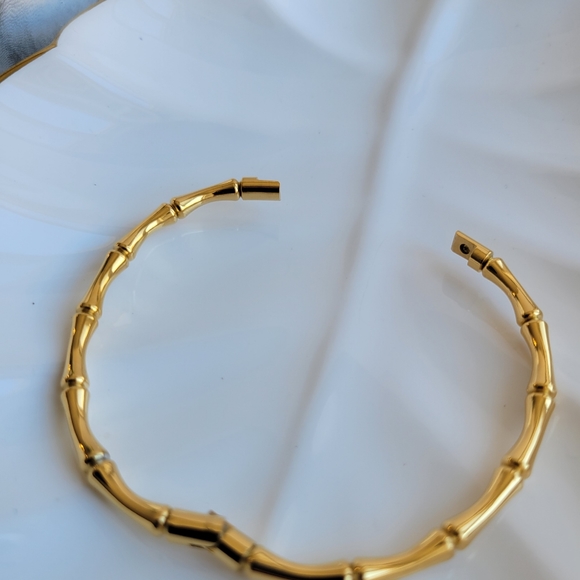 18k gold plated bamboo bangle - Picture 3 of 3